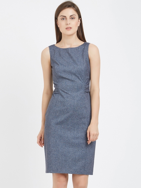 

Soie Women Blue Printed Sheath Dress