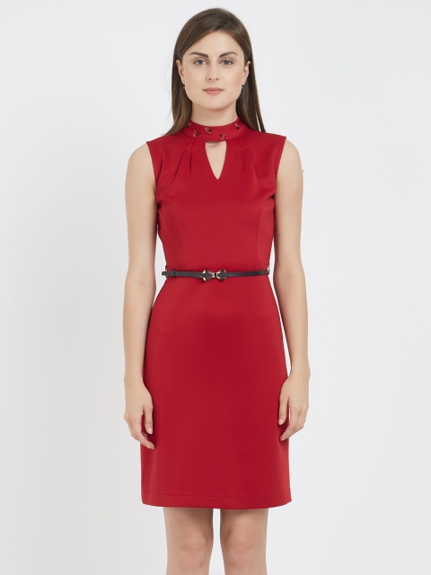 

Soie Women Maroon Solid Sheath Dress