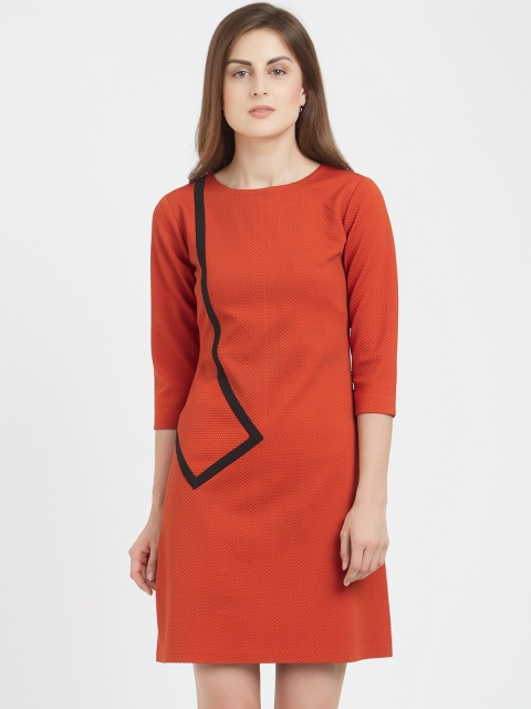 

Soie Women Orange Solid Sheath Dress