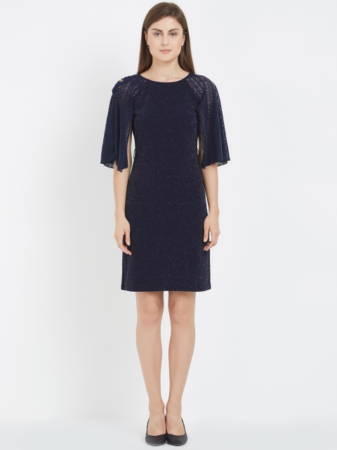 

Soie Women Navy Blue Solid Sheath Dress
