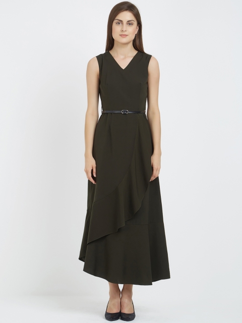 

Soie Women Green Solid Maxi Dress