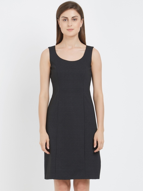 

Soie Women Black Self Design Sheath Dress