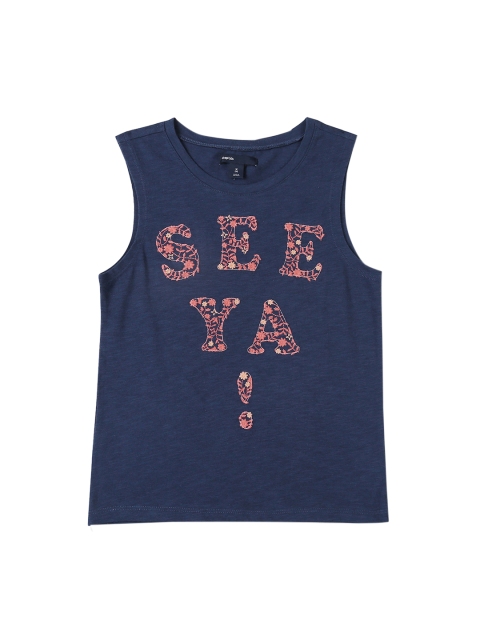 

GAP Girls Navy Blue Embroidered Graphic Top
