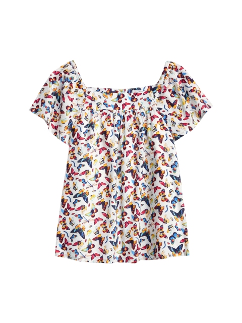 

GAP Girls Multicoloured Butterfly Square-Neck Pure Cotton Top, Multi
