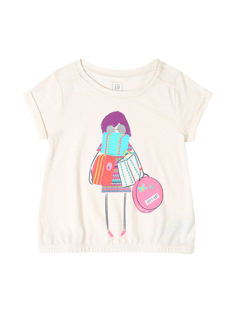 

GAP Toddler Girl Pink Embellished Graphic Bubble Top, White