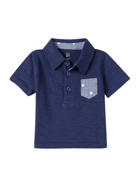 

GAP Baby Navy Blue Chambray Pocket Polo Top