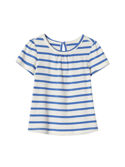 

GAP Baby White and Blue Print Short Sleeve Keyhole Top