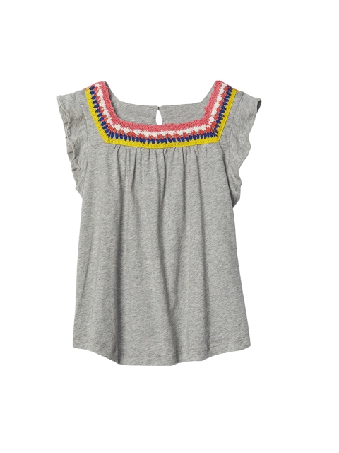 

GAP Girls Crochet Lace Keyhole Top, Grey