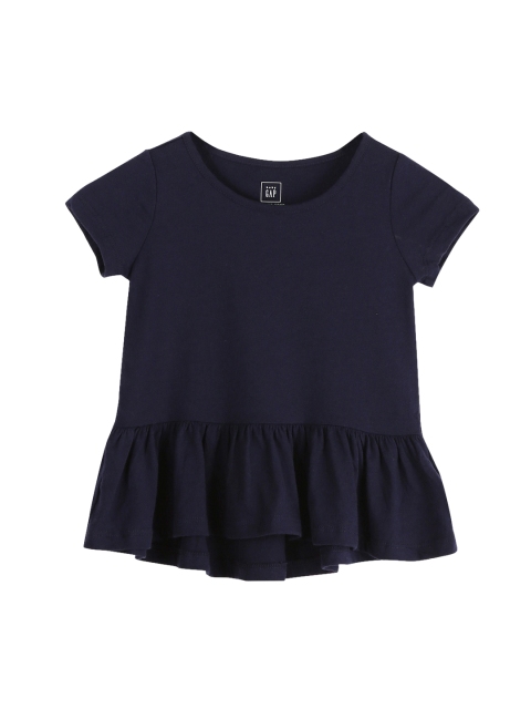 

GAP Toddler Girl Navy Blue Solid Peplum Hem Pure Cotton Top