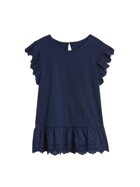 

GAP Girls Navy Blue Eyelet Flutter Top