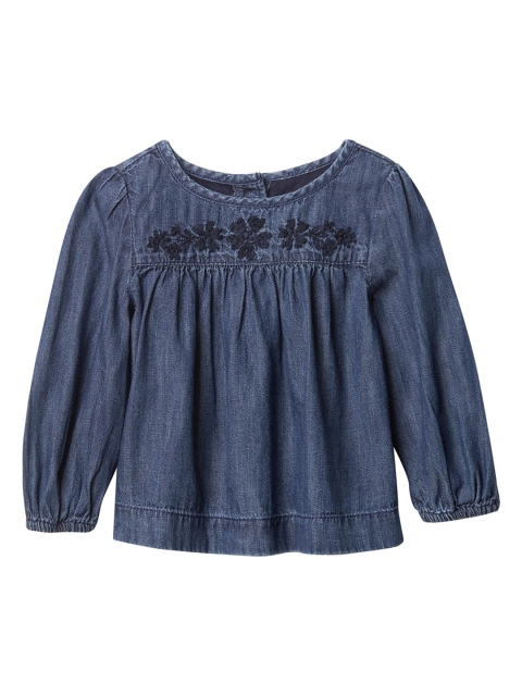 

GAP Baby Navy Blue 1969 Embroidered Chambray Top