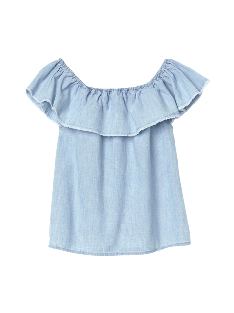 

GAP Girls Blue Ruffle Off Shoulder Chambray Top