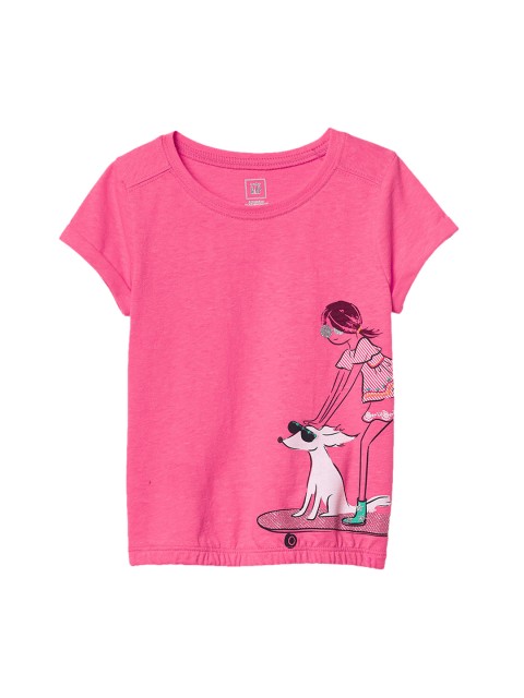 

GAP Toddler Girl Embellished Graphic Bubble Top, Pink