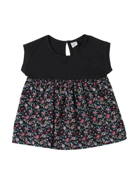 

GAP Toddler Girl Black Print Double-Layer Top
