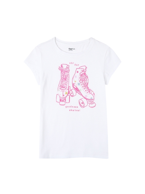 

GAP Girls White Printed Pure Cotton Top