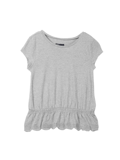 

GAP Girls Embroidered Peplum Pure Cotton Top, Grey