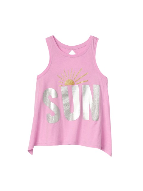

GAP Girls Pink Embellished Graphic Keyhole Top