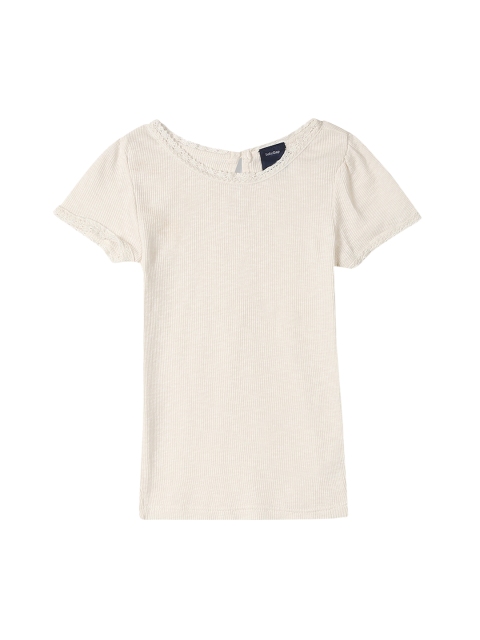 

GAP Toddler Girl Off White Lace Trim Rib Knit Pure Cotton Top