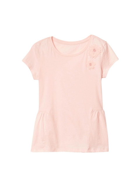 

GAP Girls Pink Tulle Flower Peplum Top, Peach