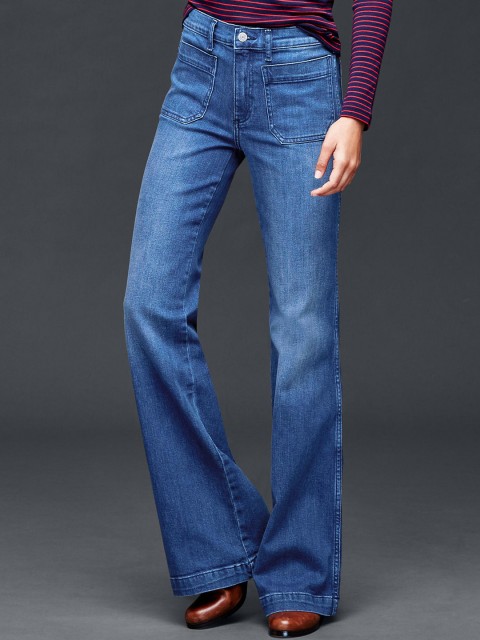 

GAP Women Blue Authentic 1969 Patch Pocket Flare Jeans