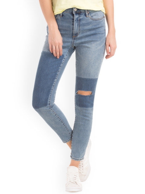 

GAP Women Stretch 1969 Patchwork True Skinny Super High Rise Jeans, Blue