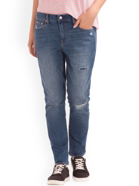 

GAP Women Washwell Mid Rise Destructed Best Girlfriend Jeans, Blue