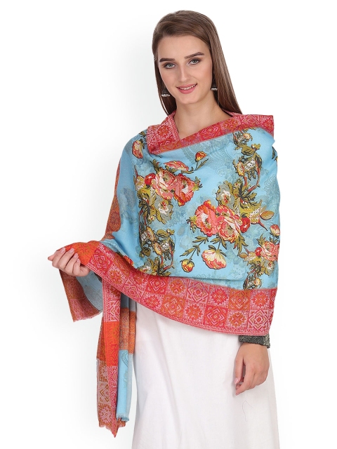 

Anekaant Women Blue & Red Woven Design Shawl