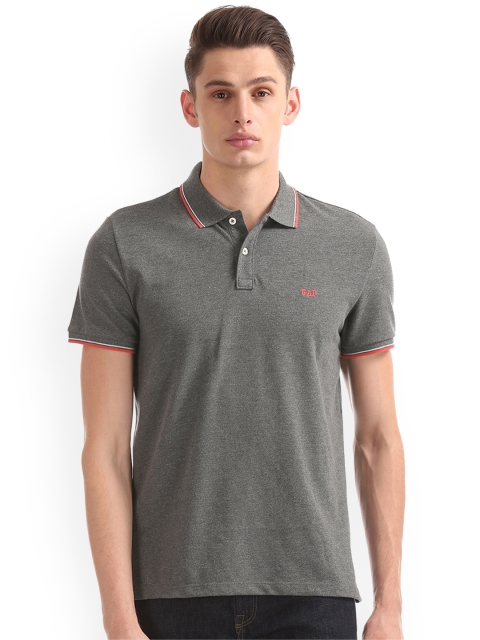 

GAP Men Grey Solid Basic Heathered Polo Shirt
