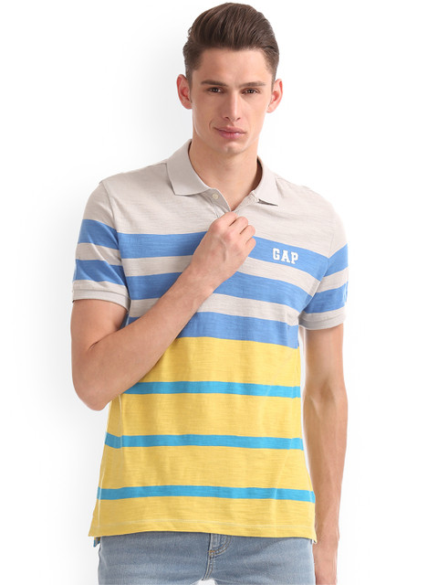 

GAP Men Multi Coloured Slub Jersey Striper Polo