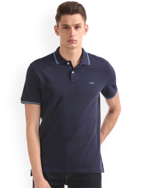 

GAP Men Navy Blue Basic Solid Polo Shirt
