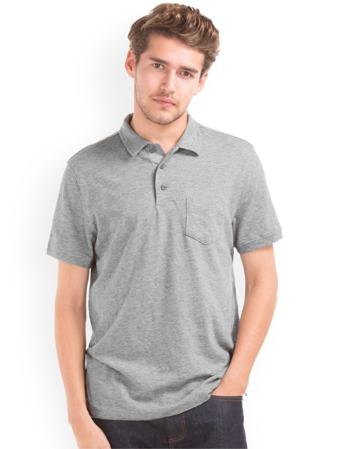 

GAP Men Grey Slub Jersey Polo