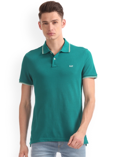 

GAP Men Teal Green Basic Solid Logo Polo