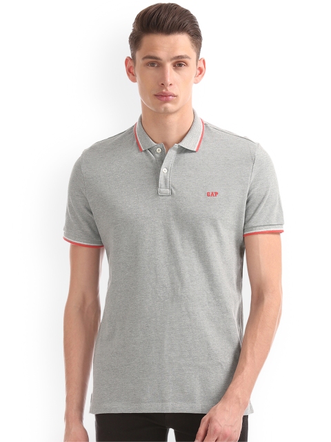 

GAP Men Grey Solid Basic Heathered Polo Shirt