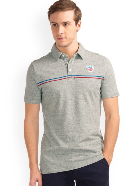 

GAP Men Grey Heathered Pique Polo Shirt