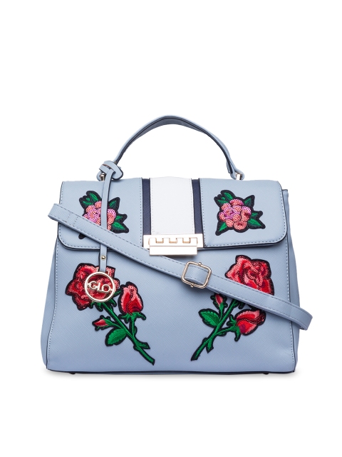 

Globus Blue & Red Embellished Handheld Bag