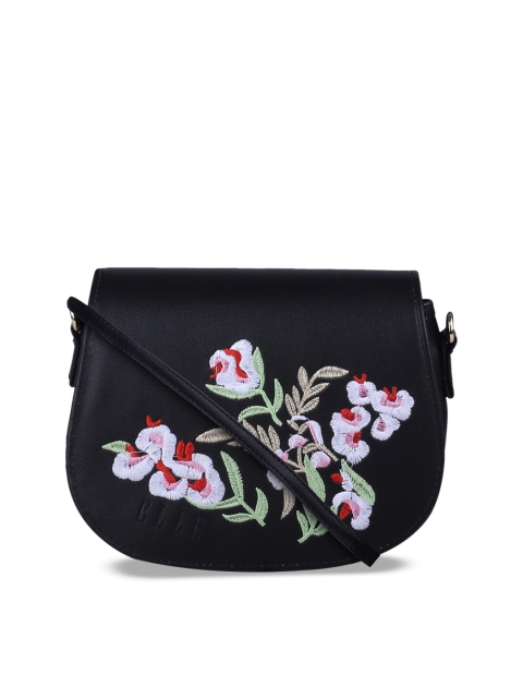 

ELLE Black Embroidered Sling Bag