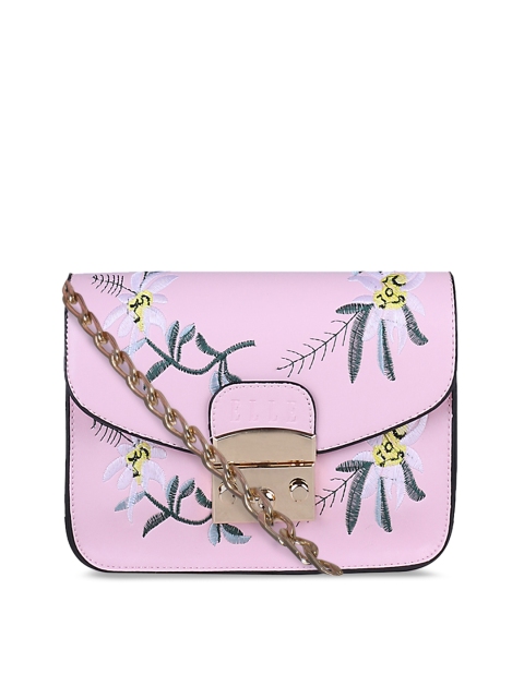 

ELLE Pink Embroidered Sling Bag