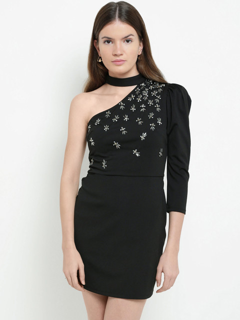 

Kazo Women Black Solid Sheath Dress