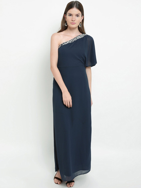 

Kazo Women Blue Solid Maxi Dress