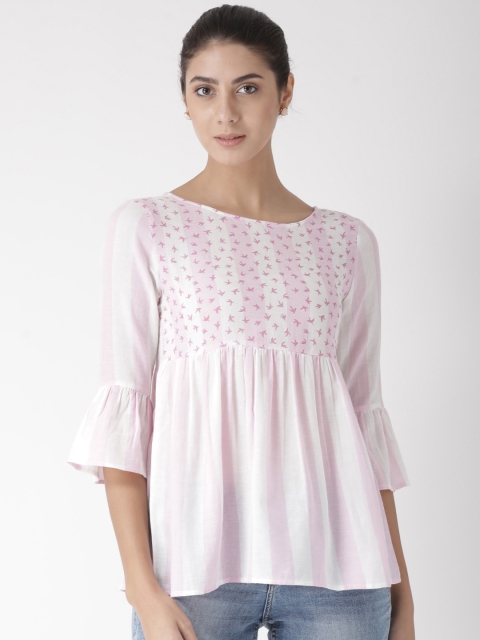 

The Vanca Women White Striped Empire Top