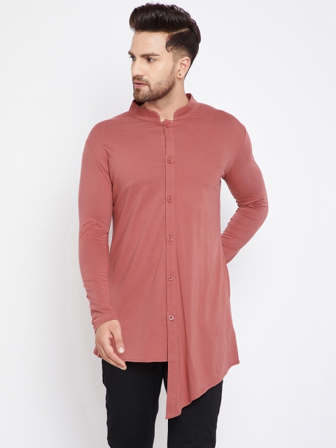 

Hypernation Men Rust Solid A-Line Kurta