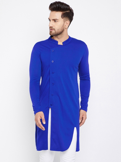 

Hypernation Men Blue Solid Straight Kurta