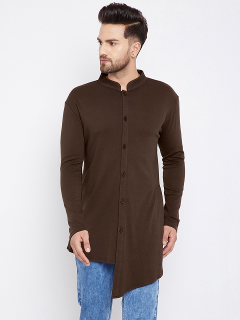 

Hypernation Men Brown Solid A-Line Kurta