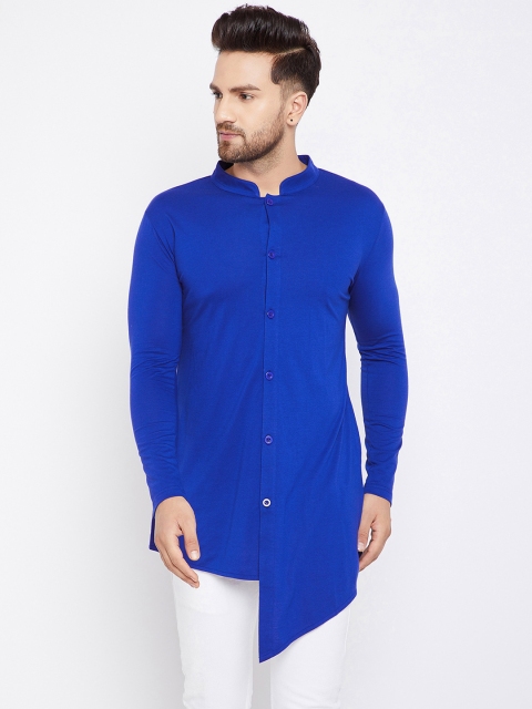 

Hypernation Men Blue Solid A-Line Kurta