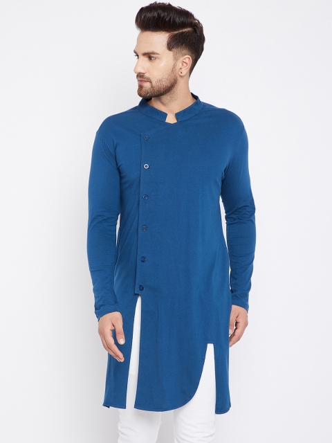 

Hypernation Men Blue Solid Straight Kurta