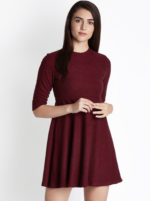 

Honey by Pantaloons Women Red Self Design Fit and Flare Dress