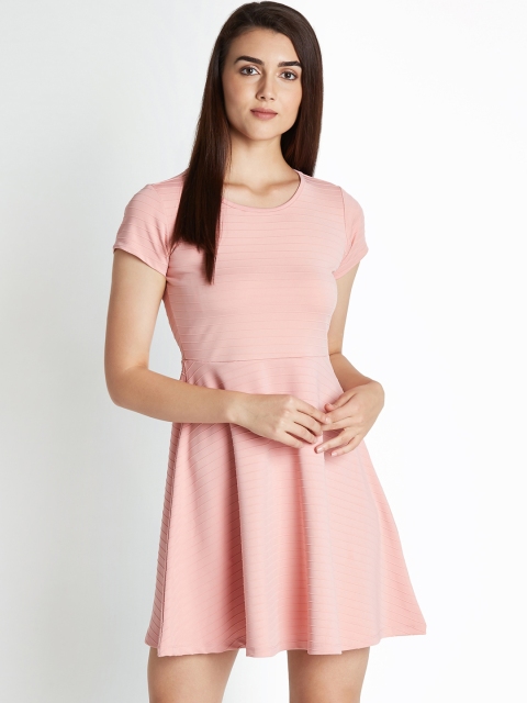 

Honey by Pantaloons Women Peach-Coloured Solid Fit and Flare Dress