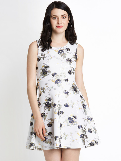 

Honey by Pantaloons Women Off-White Printed Fit and Flare Dress