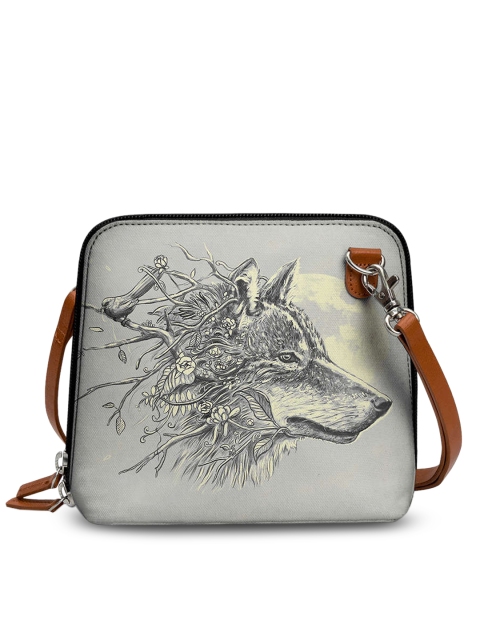 

DailyObjects Grey Printed Sling Bag