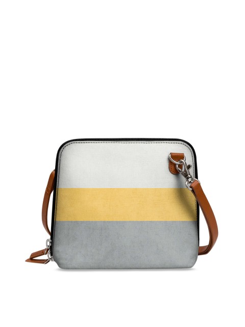 

DailyObjects White & Yellow Striped Sling Bag